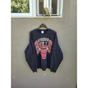 Vintage 90s Chicago Bulls Crewneck Sweatshirt Size XL Black Made In USA